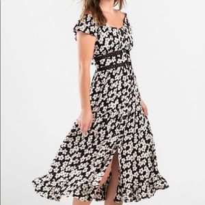 Floral midi dress new boho hippie 60s small daisy